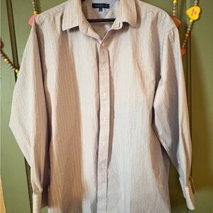 Tommy Hilfiger Men's Casual Striped Shirt - Blue, Orange and White